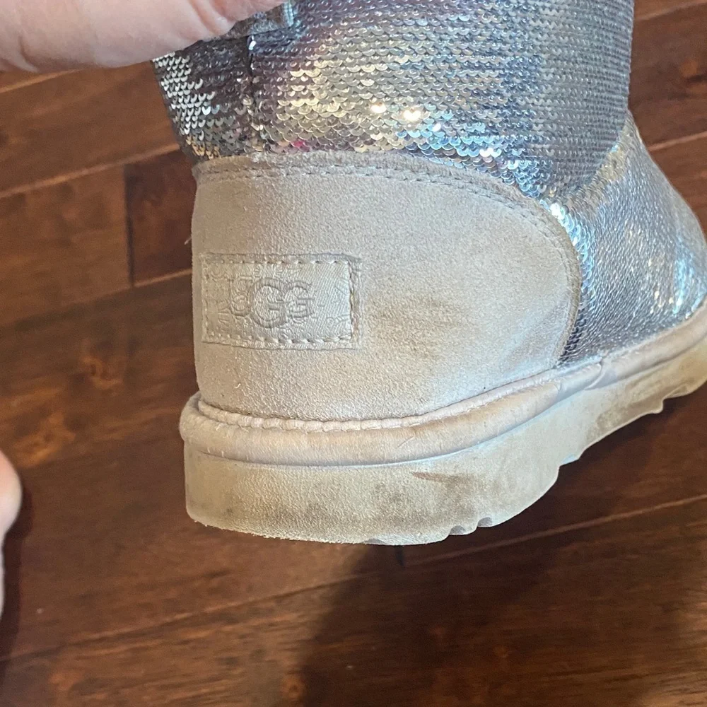 UGG Kids Shimmering Silver Boots